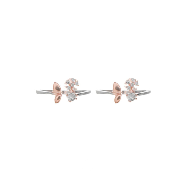 925 Silver Petal Glow Toe Rings (Pack of 2)