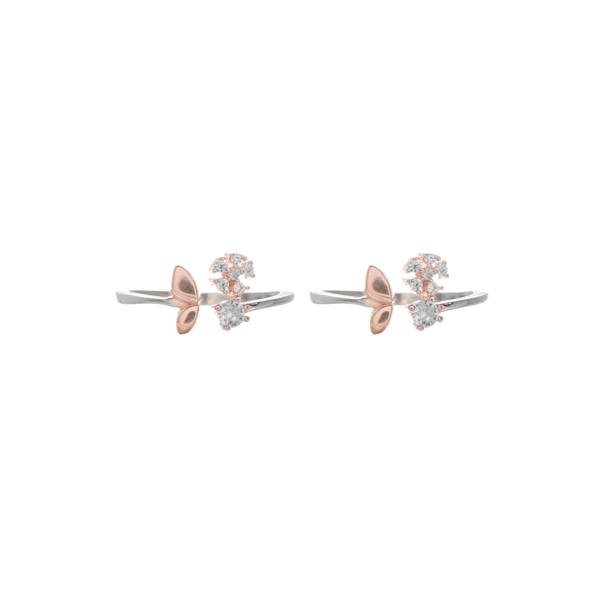 925 Silver Petal Glow Toe Rings (Pack of 2) - 925 sterling silver ring by Tassya Silver