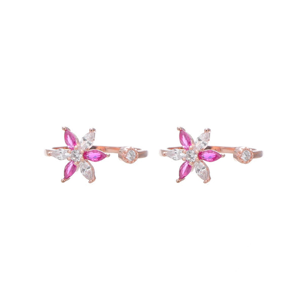 925 Silver Petal Kiss Toe Rings (Pack of 2)