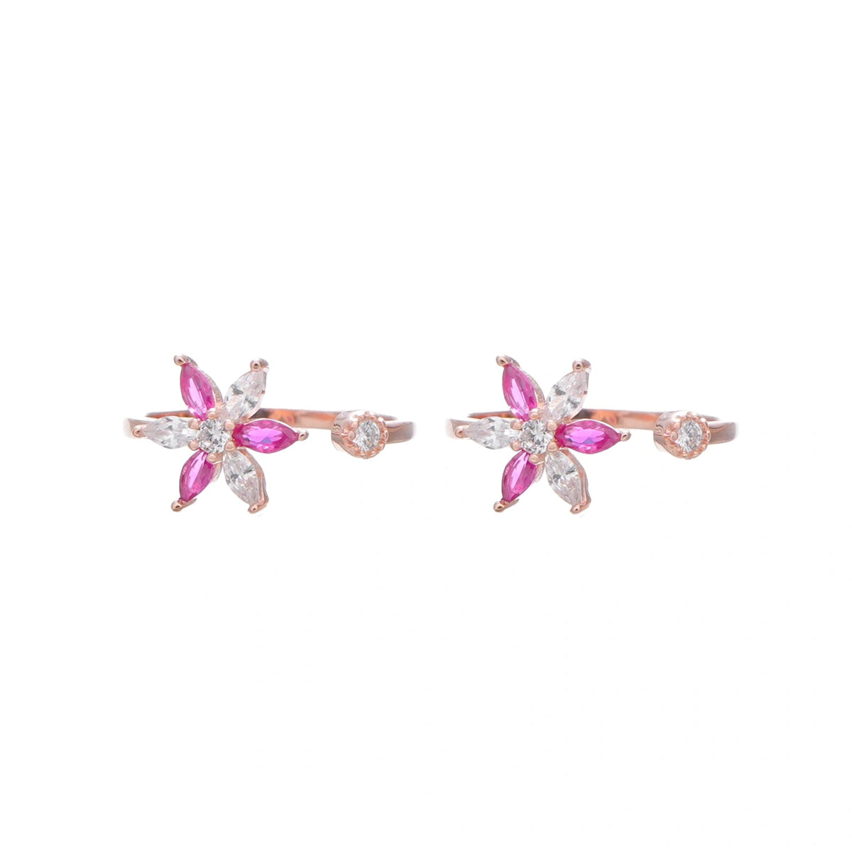 925 Silver Petal Kiss Toe Rings (Pack of 2) - 925 sterling silver ring by Tassya Silver