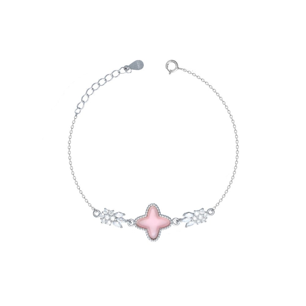 925 Silver Pink Blossom Bracelet - 925 sterling silver bracelet by Tassya Silver