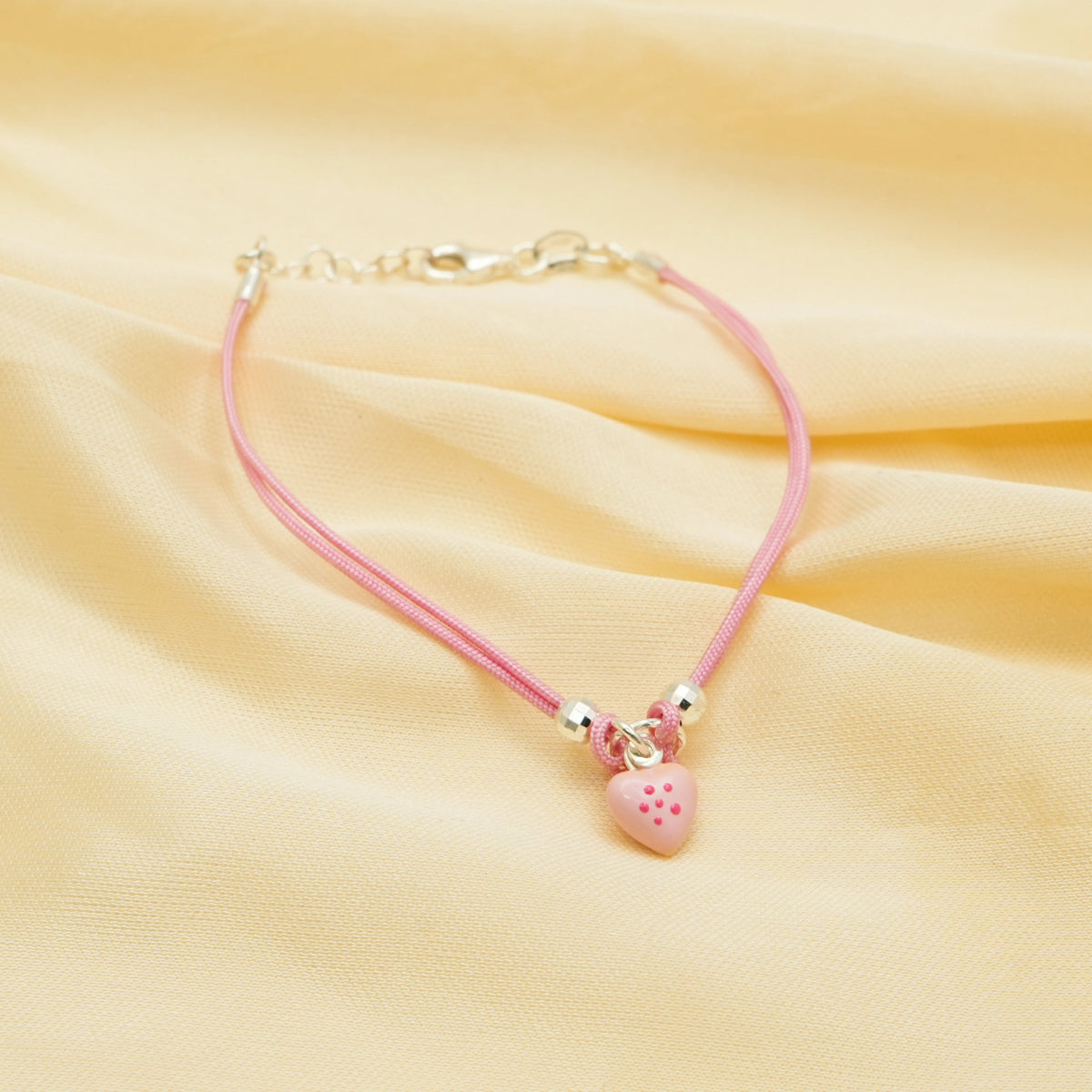 925 Silver Pink Angel Heart Bracelet - 925 sterling silver bracelet by Tassya Silver