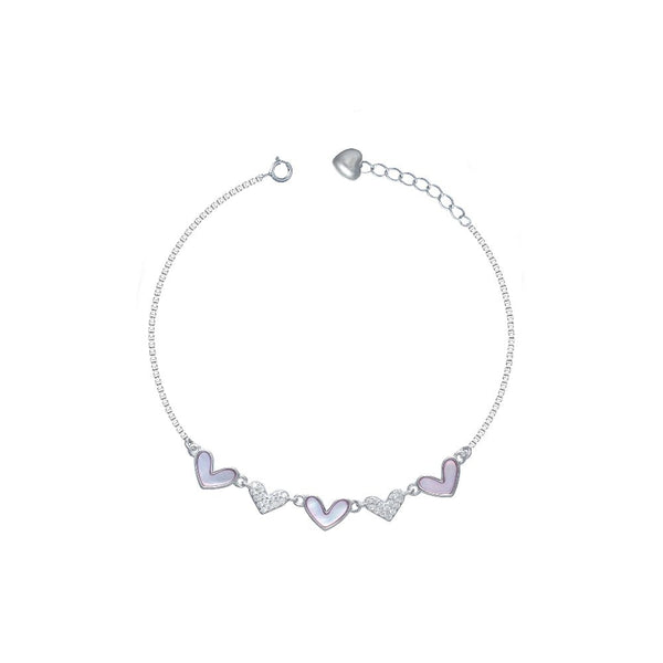 925 Silver Pink Heart Bracelet