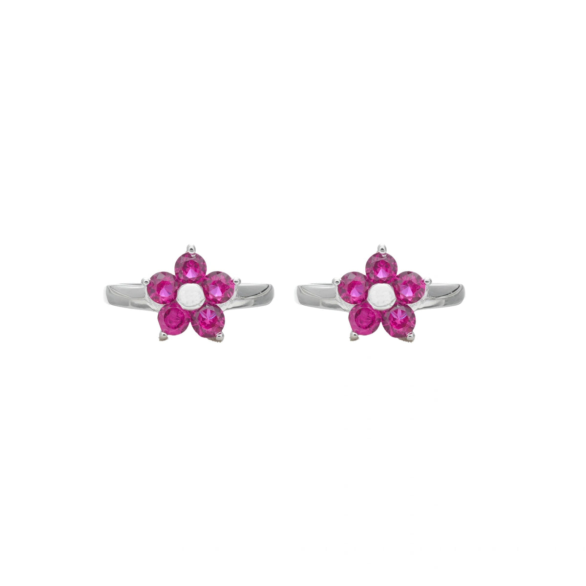 925 Silver Pink Rosy Bloom Toe Rings – Pack of 2 - 925 sterling silver ring by Tassya Silver