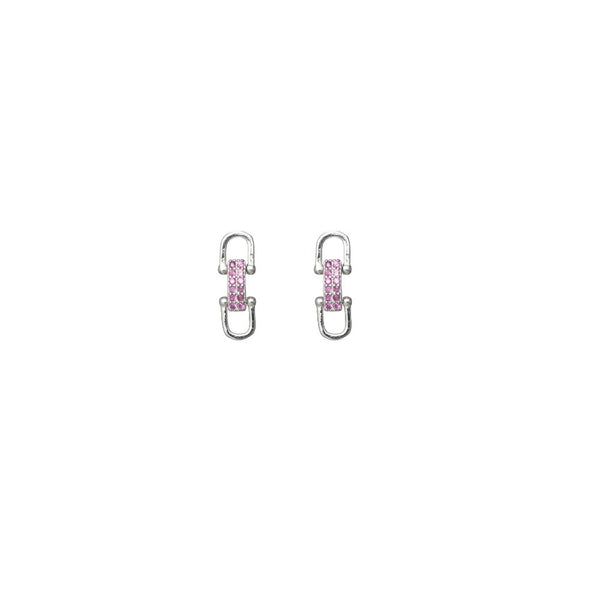 925 Silver Pink Spark Link Baby Studs
