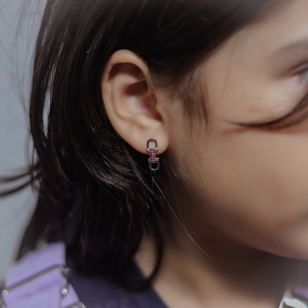 925 Silver Pink Spark Link Baby Studs