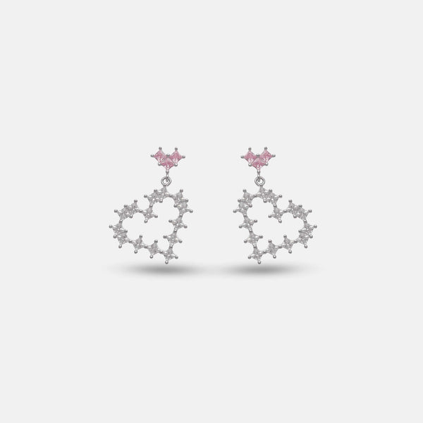 925 Silver Pink Heart Studs