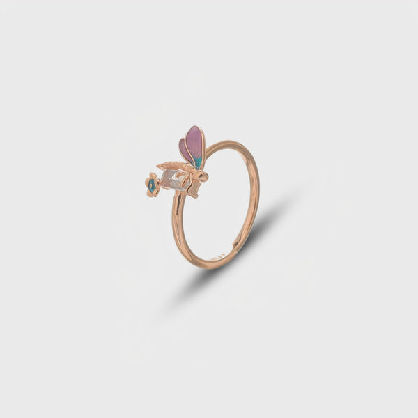 925 Silver Rose Gold Firefly Glow Ring