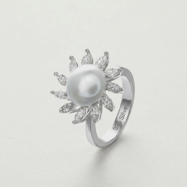 925 Silver Pearl Sun Ring