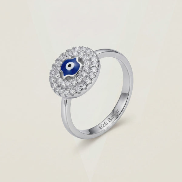 925 Silver Nazar Centre Diamond Ring