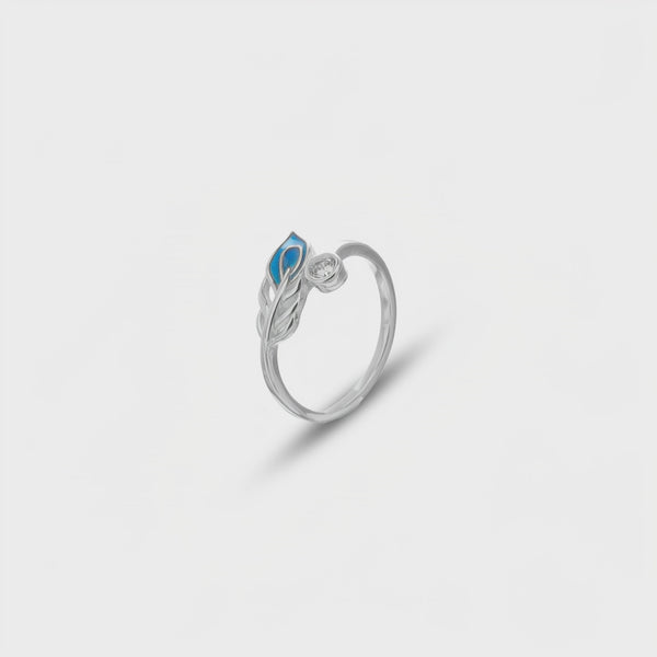 925 Silver Peacock Feather Minimal Ring