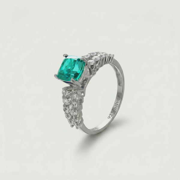 925 Silver Emerald Spark Ring