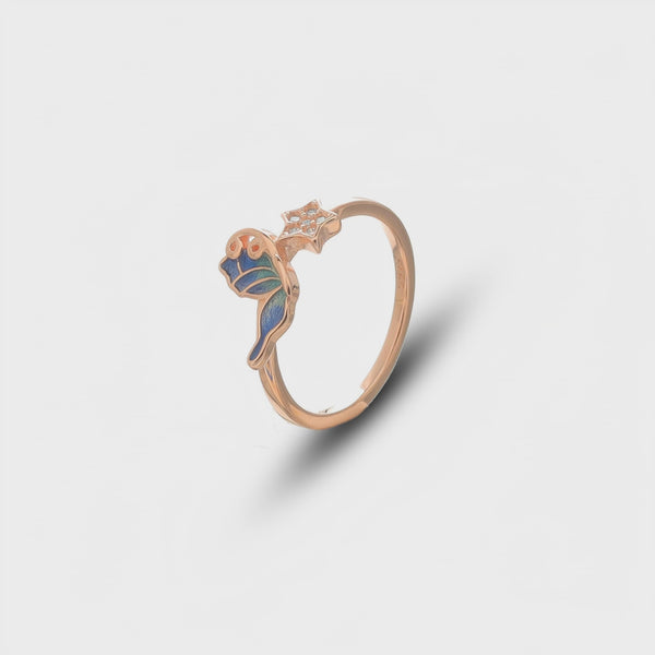 925 Rose Gold Dreambird & Star Ring