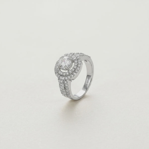 925 Silver Round Diamond Sparkle Ring