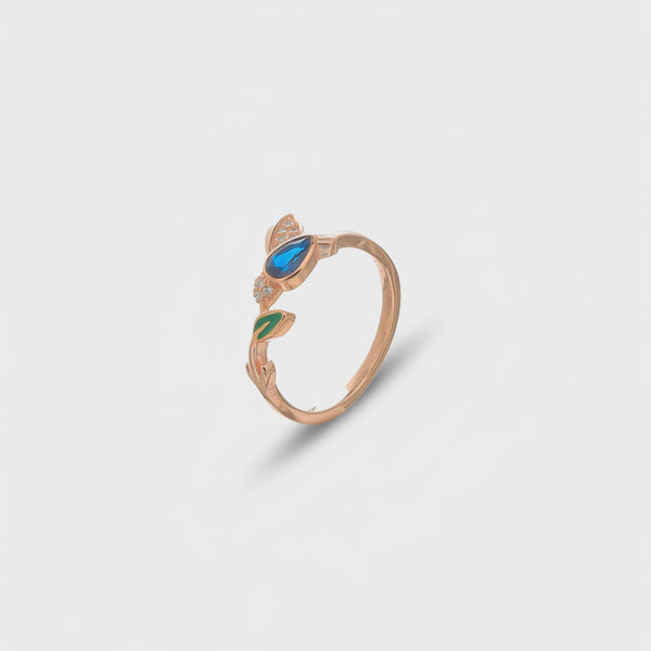 925 Rose Gold Midnight Bloom Ring