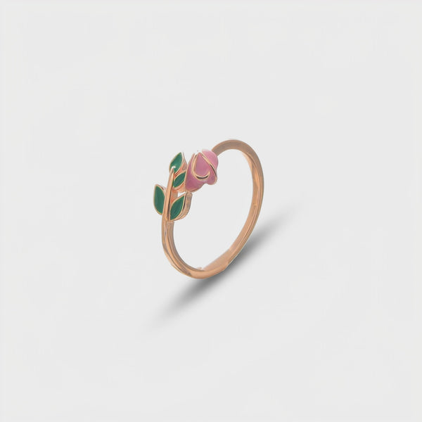 925 Silver Rose Gold Blossom Bud Ring