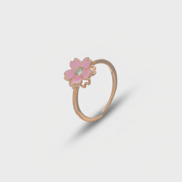 925 Silver Rose Gold Sakura Bloom Ring