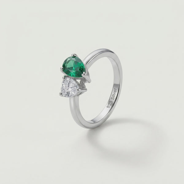 925 Silver Twin Teardrop Ring