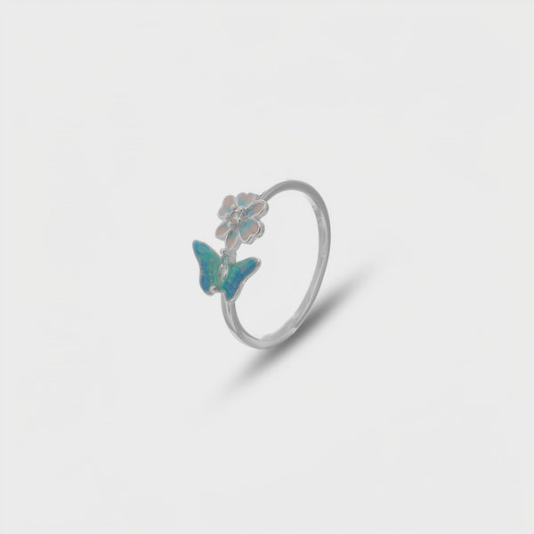 925 Silver Blossom Breeze Butterfly Ring