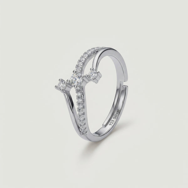 925 Silver Twin Spark Curve Ring