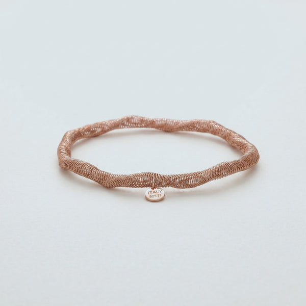 925 Silver Rosé Mesh Wave Kada