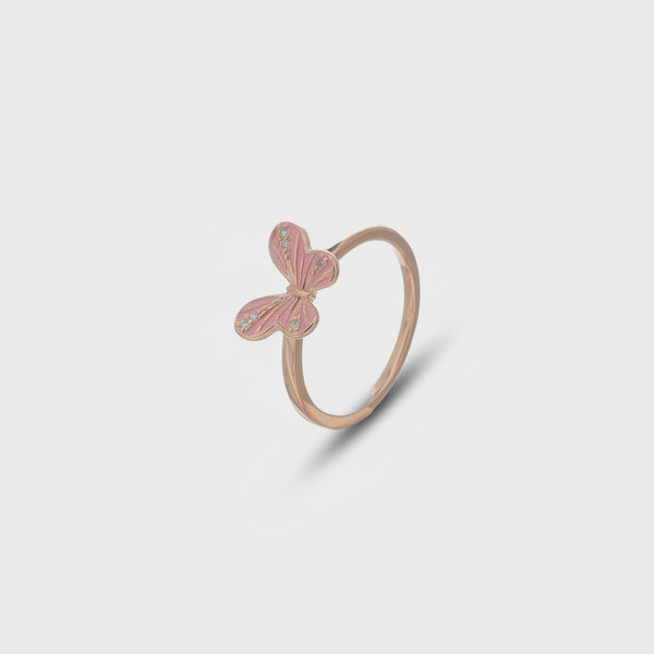 925 Rose Gold Blush Butterfly Ring