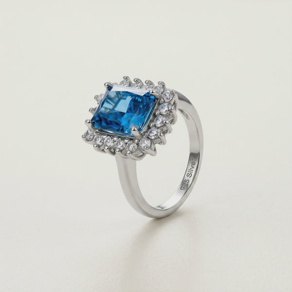 925 Silver Royal Blue Ring