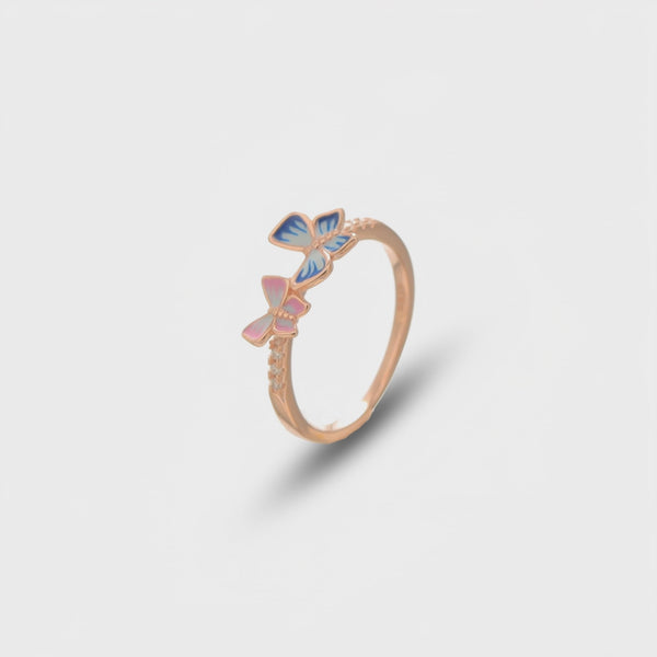 925 Rose Gold Twin Butterfly Ring