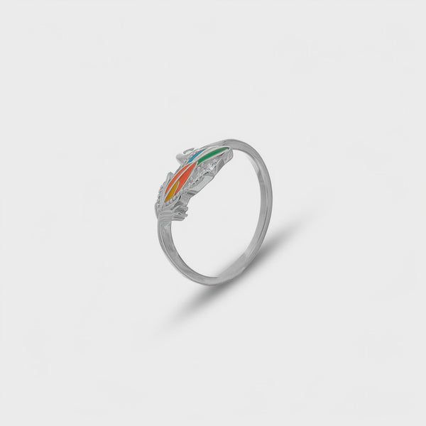 925 Silver Sunset Feather Minimal Ring