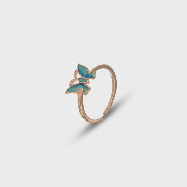 925 Rose Gold Azure Butterfly Ring
