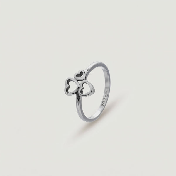 925 Silver Triple Heart Bloom Ring