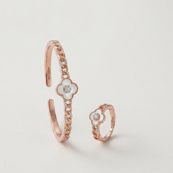 925 Silver Rosé Glow Kada & Ring Set