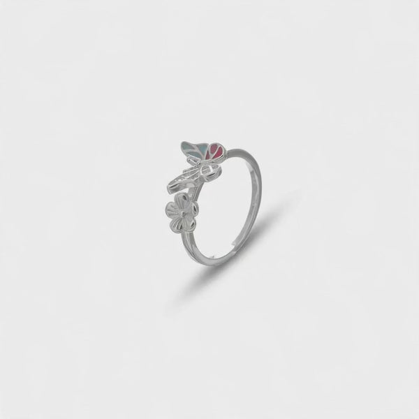 925 Silver Garden Bloom Butterfly Ring