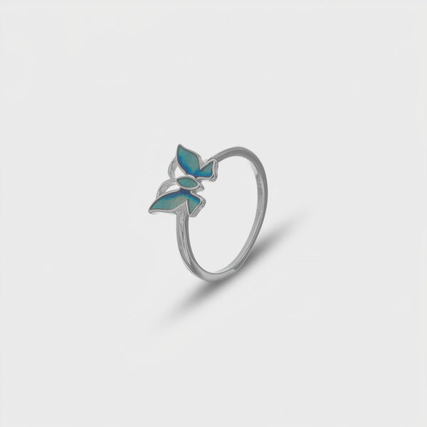 925 Silver Azure Butterfly Flight Ring
