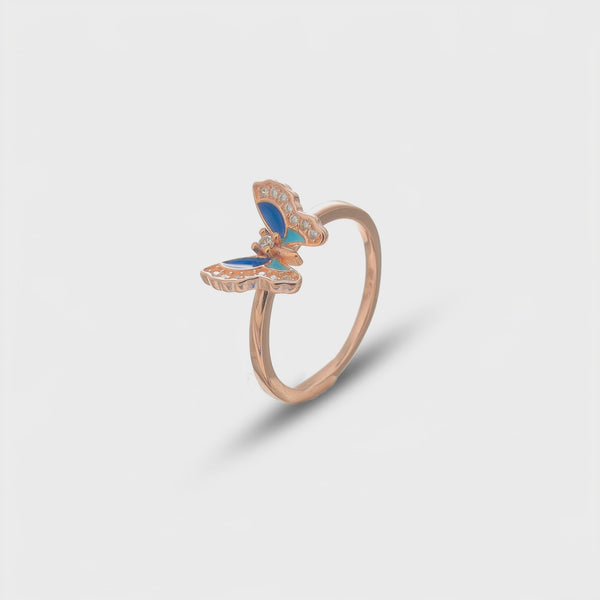 925 Silver Rose Gold Sapphire Flutter Ring