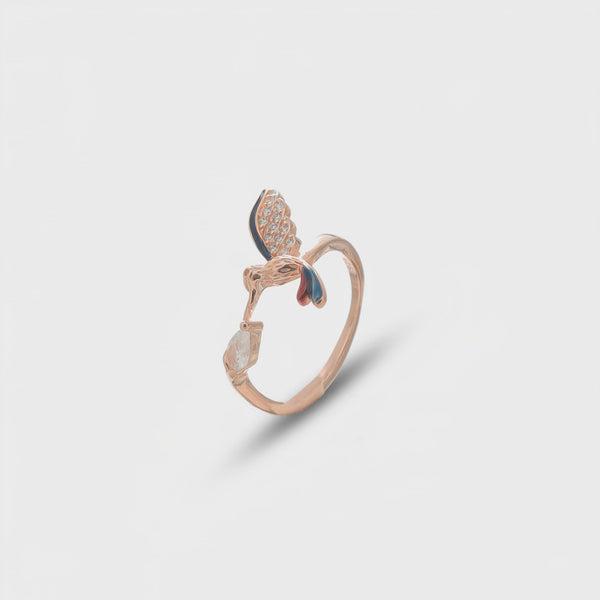 925 Silver Rose Gold Angel Wing Ring