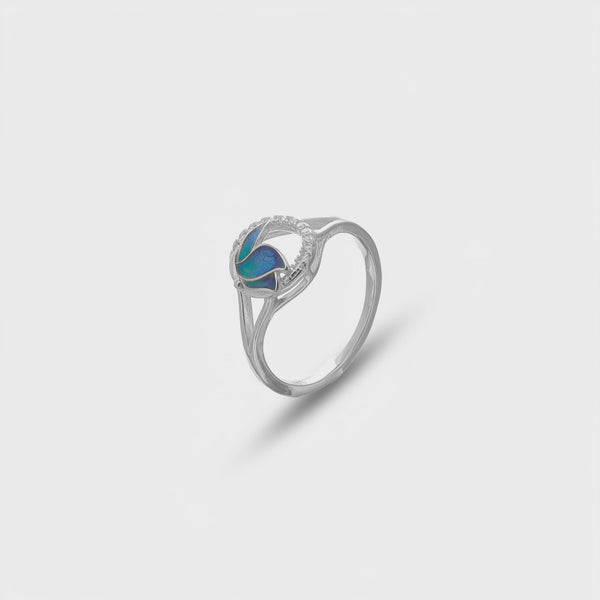 925 Silver Ocean Bloom Opal Ring