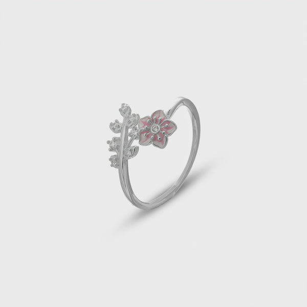 925 Silver Blossom Vine Floral Ring