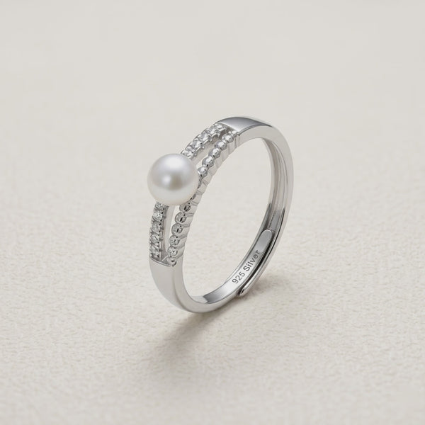 925 Silver Paved Pearl Stream Ring