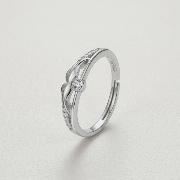 925 Silver Petal Crest Floral Ring