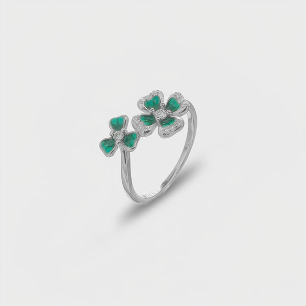 925 Silver Clover Charm Minimal Ring