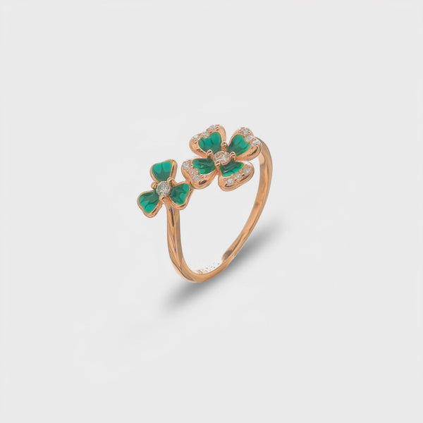 925 Rose Gold Emerald Bloom Ring