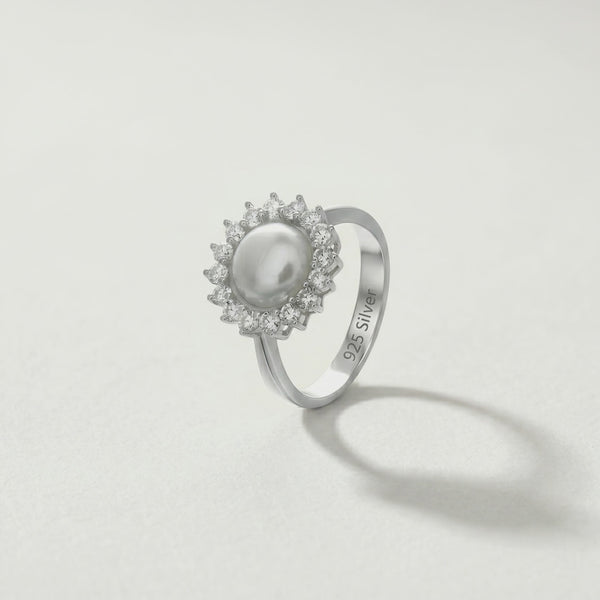 925 Silver Pearl Bloom Ring
