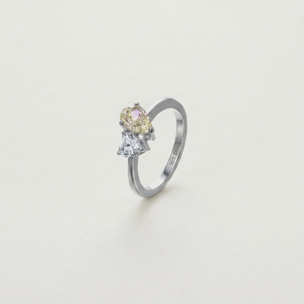 925 Silver Citrine Heart Minimal Ring