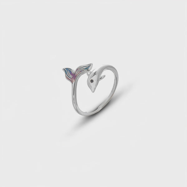 925 Silver Ocean Whirl Dolphin Ring