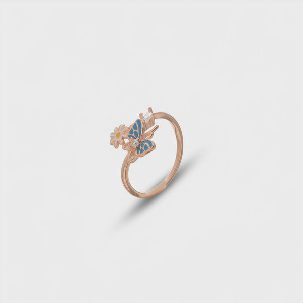 925 Rose Gold Bloom & Flutter Ring