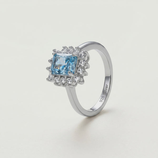 925 Silver Aqua Glitz Ring