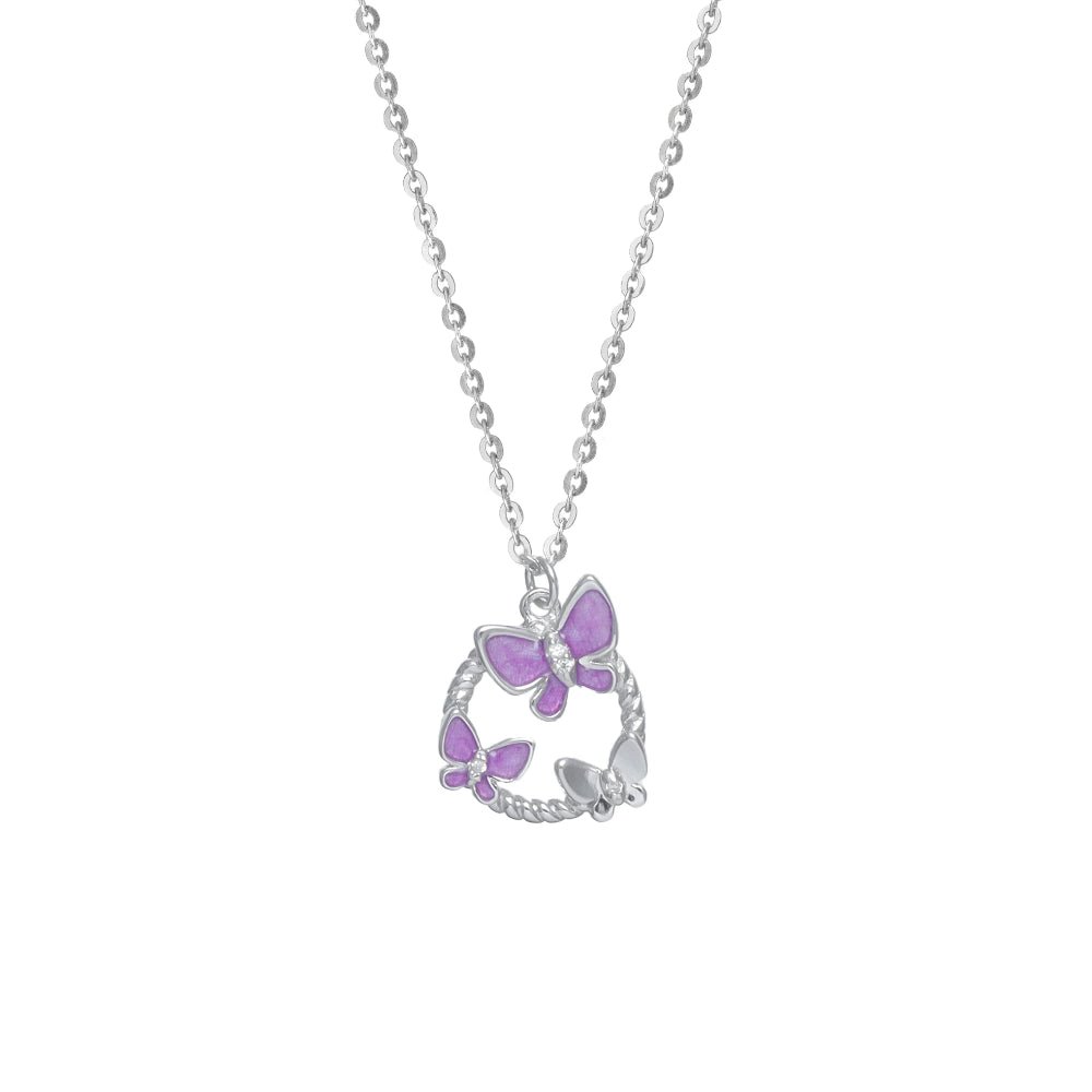 925 Silver Purple Butterfly Chain Pendant - 925 sterling silver pendant by Tassya Silver