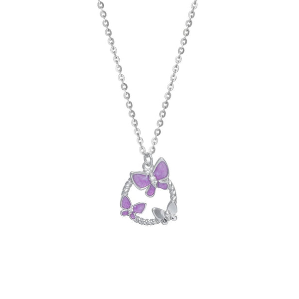 925 Silver Purple Butterfly Chain Pendant