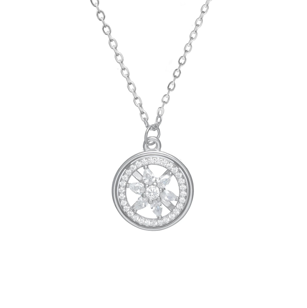 925 Silver Radiant Flower Chain Pendant - 925 sterling silver pendant by Tassya Silver
